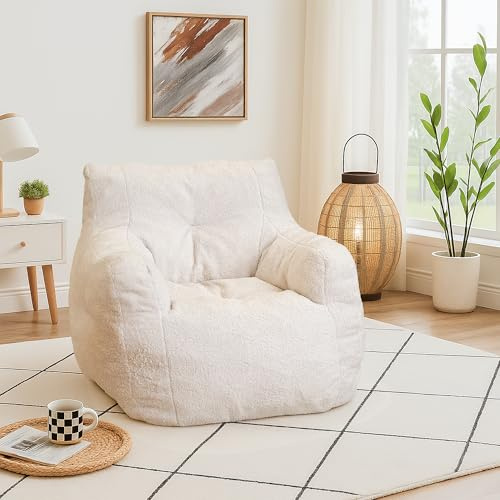 Cvortll Bean Bag Chairs for Adults Kids, Bean Bag Chair with Filler, Fluffy Lazy Sofa, Comfy Cozy BeanBag Chair with Memory Foam for Small Spaces, Bedroom, Living Room, Dorm