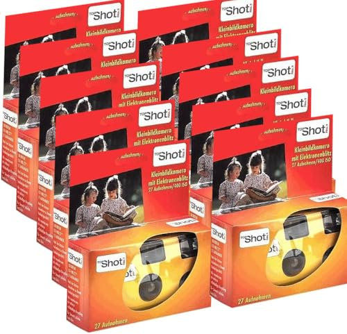 10x 1A Photo PORST Einwegkamera/Hochzeitskamera/Partykamera Topshot rot (27 Fotos, mit Blitz und Batterien)