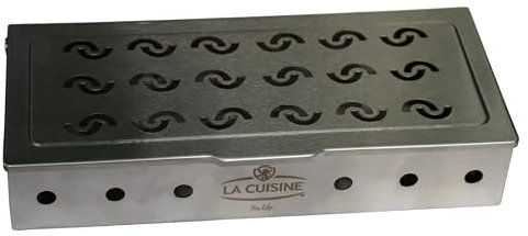 La Cuisine - Caja ahumadora para parrilla de carbón y gas de acero inoxidable, caja de ahumador de virutas de madera para barbacoa, mejora los sabores de parrilla para barbacoa, 9 pulgadas de largo x