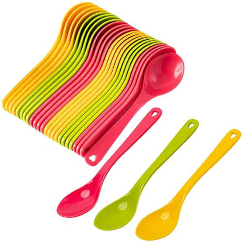 24 Pezzi Cucchiaini,Cucchiaini da Caffè Cucchiai Plastica Posate,Cucchiaio Plastica Riutilizzabili per Yogurt,Tè,Marmellate,Caffè,Dessert