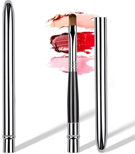 2PCS Silver Portable Lip Brush, Professional Lip Makeup Brushes, for Lipstick & Lip Gloss