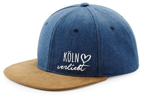 Huuraa Cappy Mütze Köln verliebt Denim Baumwolle und Polyester Snapback Kappe Geschenkidee