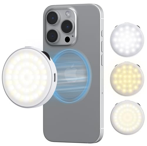 VRIG Phone Light, Rechargeable Magnetic Selfie Light Compatible with iPhone Magsafe,Adjusted 3 Light Modes Ring Light for Makeup, Video, TikTok, Vlog, Travel Photography
