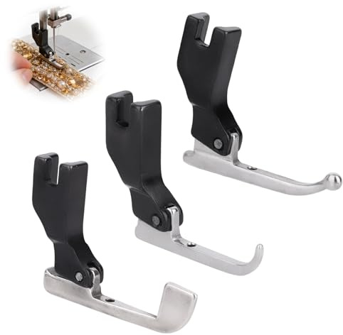 3pcs P369 Perles Paillettes Spécial Pied Presseur, Métal Perlé Pieds Presseur Set Machine à Coudre Pied Point Droit Accessoires Machine à Coudre pour Robe de Mariée & Tissu Délicat