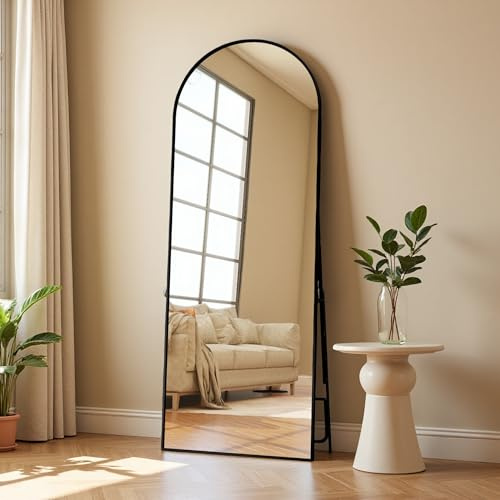 Helkroppsspegel, 164x54 Helkroppsspegel med bågform, valvformad stående spegel med guldfärgbadet aluminiumram, valvformad stående spegel, stor väggspegel för sovrum, vardagsrum