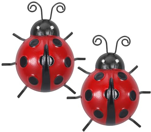 TOYZFRIENDY Décoration Murale en Métal 3d Libellule Réaliste Rouge 2 Pcs pour Jardin Extérieur Balcon Pelouse Décoration Suspendue Polyvalente Résistante aux Intempéries