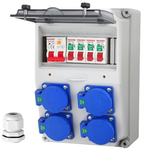 Distribuidor de corriente cee portátil cuadro de obra impermeable ip66 con protección diferencia