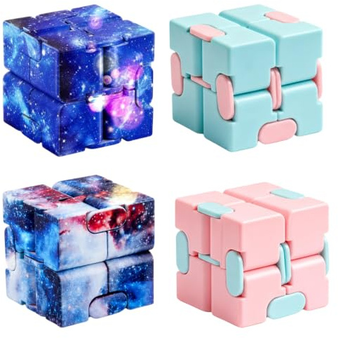 4 PCS Infinity Cube Fidget Toy, Fidget Cube for Stress Relief