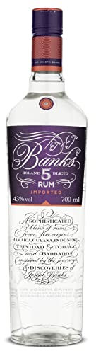 Banks 5 Island Blend Premium White Rum, 43% ABV, 70cl / 700ml, Sophisticated Blend From 5 Origins including Jamaica, Guyana, and Java