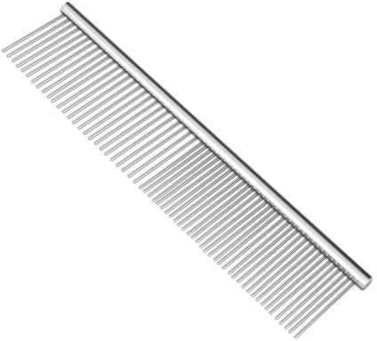Flexzion Dog Comb, Stainless Steel Grooming Tool, 7 Inch, 40mm Teeth