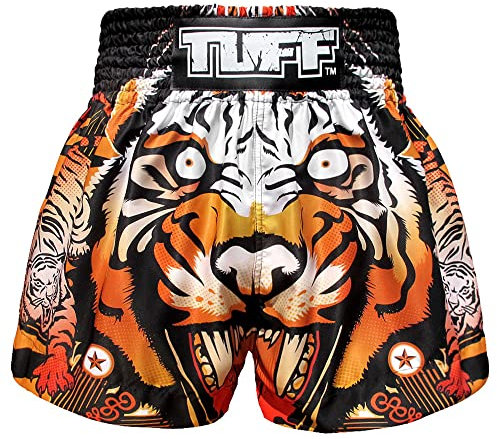 Tuff Boxen Muay Thai Shorts Tiger, Unisex, Orange Tiger, Small