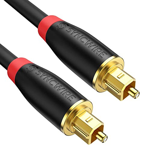 Syncwire Optical Cable 24K Gold-Plated Digital Audio Cable Toslink Lead for [S/PDIF] LG/Samsung/Sony/Philips Sound Bar, Smart TV, Home Theater, PS4, Xbox & PlayStation - 5.9ft/Black