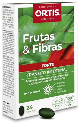 Ortis - Frutta & Fibre Forte 24 Compresse - Integratore Alimentare Che Favorisce un Buon Transito Intestinale - Aiuta In Caso di Gonfiori - 100% Naturale a Base di Rabarbaro e Carvi