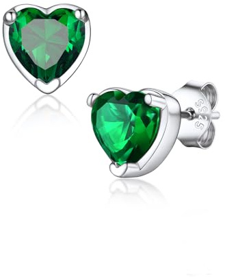 Suplight Pendientes Plata de Ley 925 Mujer Pendientes de Corazón Piedra Nacimiento de 12 Meses Pendiente Piedra de Circón Regalos para Mujer Esposa Mamá Novia Hija Amiga
