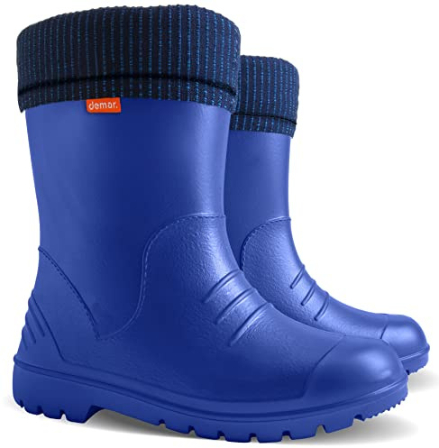 Boys Girls Ultralight Rain Boots Warm Lined Rain Boots for Boys Girls Dino Graphite 8.5 UK