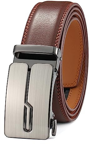 guvoosm Gürtel Herren,Leder Automatik Gürtel Für Herren Business Anzug -3,5cm Breite-10-140-Brown 6033