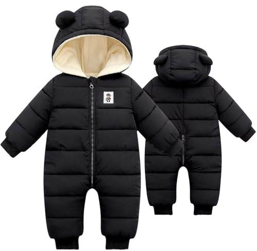 BYFRI Baby Clothes Snowsuit Newborn Winter Coat Todder Snow Outfit Infant Bear Hooded Jumpsuit 0-3-6 Month Unisex Puffer Jacket for Boys Girls