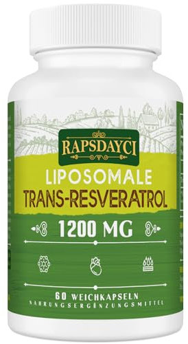 Trans-Resveratrol liposomal de 1200 mg, resveratrol en dosis altas, fórmula 98% pura, trans-resveratrol de nudo japonés, mejor absorción, 60 cápsulas blandas