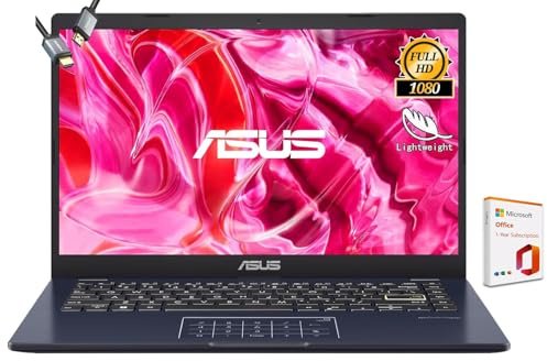ASUS Vivobook Go 14” FHD Laptop, Intel Celeron N4500, 1-Year of Microsoft 365, Wi-Fi 5, USB Type-C, 10Hrs Battery Life, Windows 11 Home in S Mode, w/HDMI (4GB RAM | 64GB Storage)