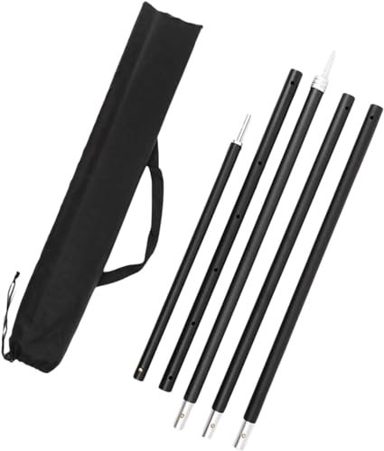 Duiaynke Telescopic Tent Poles Awning Rod Holder Tent Support Rods with Storage Bag Tarp Poles for Beach Hiking (Black)