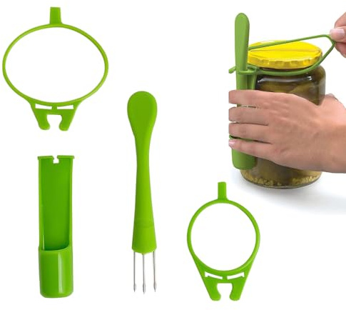 YAFIYGI Pickle Fork Pack Grabber Tool for The Jar Pickle Holder Olive Picker Up Stainless Steel Kitchen Gadgets Accessories Kimchi Picking Machine for Pickle Lovers Condiments Pickle Present (Green)