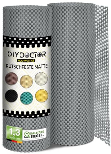 DIY Doctor - 2x Anti Slip Gripper Rolls (190 x 30cm) - Rug Gripper - Anti Slip Rug Underlay - Rug Grippers for Laminate Floor - Carpet Grippers - Non Slip PVC Matting - Shelf Drawer Liner Grey