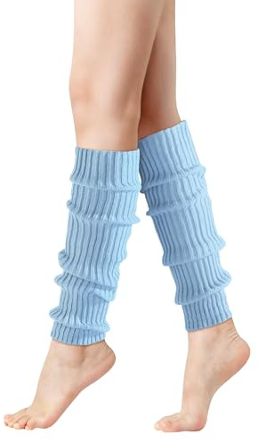 Pleneal Leg Warmers for Women - Leg Warmers 80s Ribbed Knitted leg warmers y2k for Yoga Party Sports Fashion Accessories, Baby Blue, 55 cm or 21.65 inches
