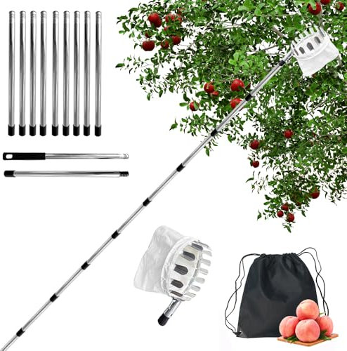Jiahuade Recogedor de Frutas Telescopico,Cesta Recogedora de Manzanas,Recoge Frutas Altuna,Recoge Frutas,Recogedor de Frutas,Recoge Frutas Telescopico,Recoge Frutas de árboles (4.2M)