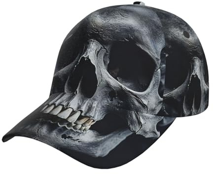 TietYaer Casquette de baseball imprimée squelette crâne chapeau papa chapeau hip hop chapeau de camionneur casquette de golf casquette sport extérieur casquette adulte unisexe noir, taille unique,