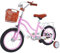 SYNCMH Vélo pour enfant de 14 pouces à partir de 3 ans, vélos avec stabilisateurs, frein à disque avant à étrier de frein et frein de maintien arrière, vélo pour enfants filles et garçons, rose