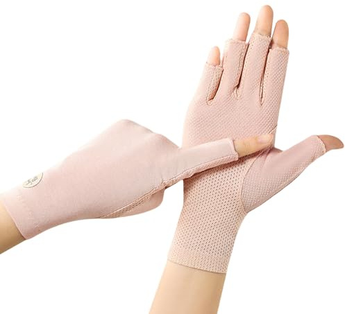 OTKARXUS Guanti da guida estivi per donna, con protezione UV e solare a mezze dita, antiscivolo, unghie in gel, equitazione, ciclismo, escursionismo, pesca, attività