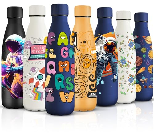 HoneyHolly Botella Agua Acero Inoxidable, Sin BPA 500ML, Botella Agua Niños, Acero Inoxidable 18/8, Botella Termica, A Prueba de Fugas Reutilizable, Termo para Camping, Gimnasio, Escuela, Deportes.