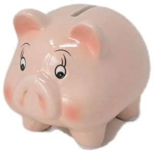 Hucha de Cerámica en Forma de Cerdito, Color Rosa, Alcancía Decorativa