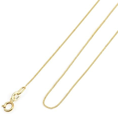 Amberta Äkta Italiensk Gul 14K 585 Guldkedjor för Kvinnor och Män | Supertunn, Elegant & Robust Box Curb‑ och Singapore‑kedja Fin Choker 40/45/50 cm: 14K Guld Curb‑kedja för Kvinnor 40 cm