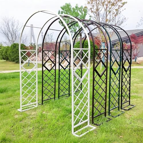 Arco de rosas, 220, 240 y 270 cm de alto, para pérgola, soporte de arco, de hierro inoxidable, arcos de celosía para plantas trepadoras, decoración de patio al aire libre (blanco, 340 x 270 cm)