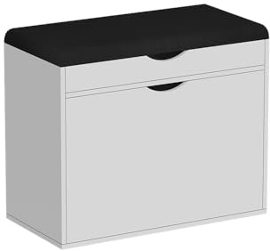 Vicco Panca scarpiera da ingresso Schufy, Bianco, 60 x 51 cm con 2 scomparti, con seduta imbottita rimovibile per una facile pulizia