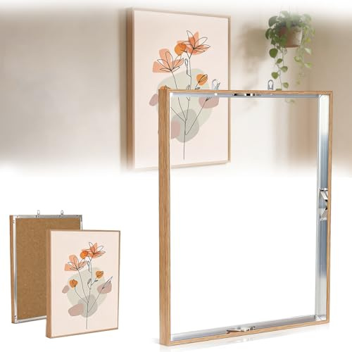 BORDRISE Cornice Flottante, 40x50 cm Alluminio Cornice per Tele Montaggio Senza Trapano Facilmente Rimovibile per Sostituire l'Opera per Tele su TelaioCornice per opere D'arte Riempimento (B)