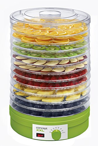 CONCEPT Hausgeräte so1025 Dörrgerät XXL 12 Einlegeböden, Extra grosse Kapazität, grün/weiß