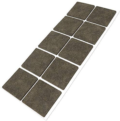 Adsamm® / 10 x deslizantes de Fieltro autoadhesivos/Marrón / 45x45 mm/Cuadrado/Deslizantes de Fieltro para Muebles de 3,5 mm de Grosor/Deslizantes para Muebles y Suelos