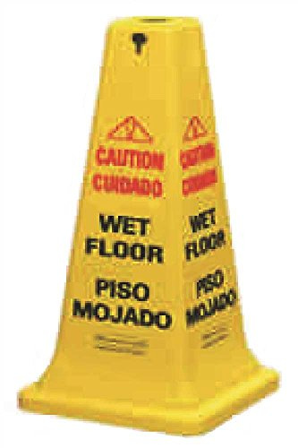 Rubbermaid Commercial Products Heavy-Duty Multilingual Caution/Warning Safety Cone for Restaurant/Grocery Store/Office/Facility/High-Traffic Area, Tall/Durable, 36, Yellow
