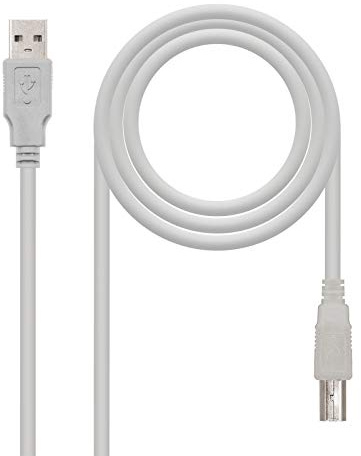 Nanocable 10.01.0104 - Cavo USB 2.0 per stampante, tipo A/M-B/M, maschio-maschio, grigio, 3.0 mts