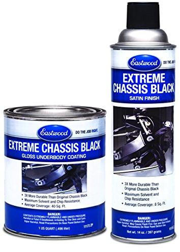 Eastwood Extreme Chassis Black High Gloss Paint Aerosol 397g improved solvent, brake fluid, chip, fuel, scratch and corrosion resistance.
