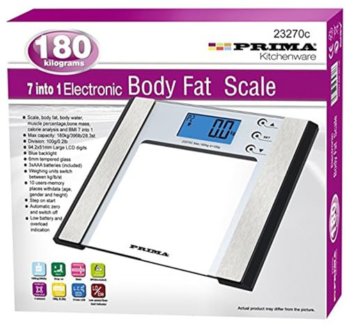 Bathroom Scale 7 In 1 - Weighing Body Fat Weight Electronic, Home Lose Dial | Mechanical, 180Kg Measuring | Monitor, Slim Design For Neat Storage | Change Mode, Adjustable Settings
