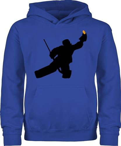 Shirtracer Kinder Hoodie Jungen Mädchen - Sport Kleidung - Towart Eishockey Eishockeytorwart - 140 (9/11 Jahre) - Royalblau - Hoody 25. Geburtstag Hockey Pullover Ice Pulli Torwart Junge tormann Kids