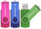 SIMMAX USB Sticks 3 Stück 32GB USB-Flash-Laufwerk Rotate Metall USB 2.0 Speicherstick (32GB Rosa Blau Grün)