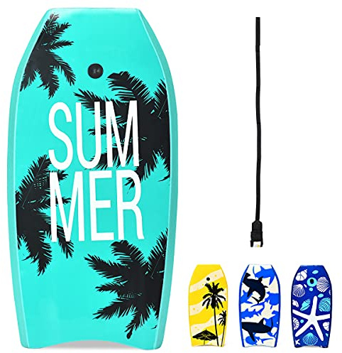 RELAX4LIFE Tabla de Natación Portátil de XPE HDPE con Cuerda de Sujeción, Tabla de Surf Antideslizante para Niños y Adultos Unisex, Bodyboard para Piscina y Playa (105x51x6cm, Modelo 1-L)