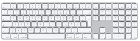 Apple Magic Keyboard avec Touch ID et pavé numérique : Bluetooth, Rechargeable. Compatible avec Les Ordinateurs Mac dotés d’Une Puce Apple ; Allemand, Touches Blanches