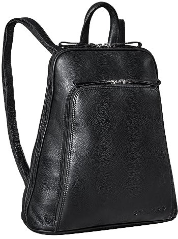 STILORD 'Martha' Lederrucksack Frauen Vintage Daypack Damen Rucksack Elegant und Modern für City Ausgehen Shopping Arbeit Rucksacktasche Leder, Farbe:schwarz