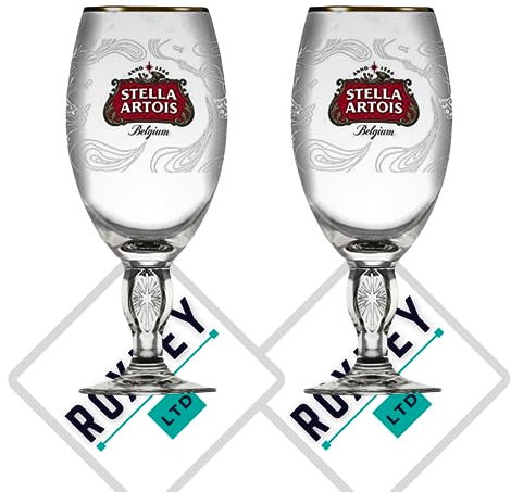 Roxley Stella Cambodia - 2 vasos de cristal de media pinta con borde dorado | 33 cl Stella Glasses |