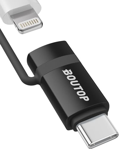 BOUTOP [Apple MFi Certified 60W Lightning to USB C Adapter for Fast Charging Compatible with iPhone 17/16/15 Pro Max/Plus, MacBook, iPad Air/Pro - [1 Pack, Black]